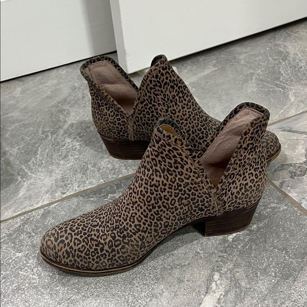 Lucky Brand Leopard Print Cutout Booties